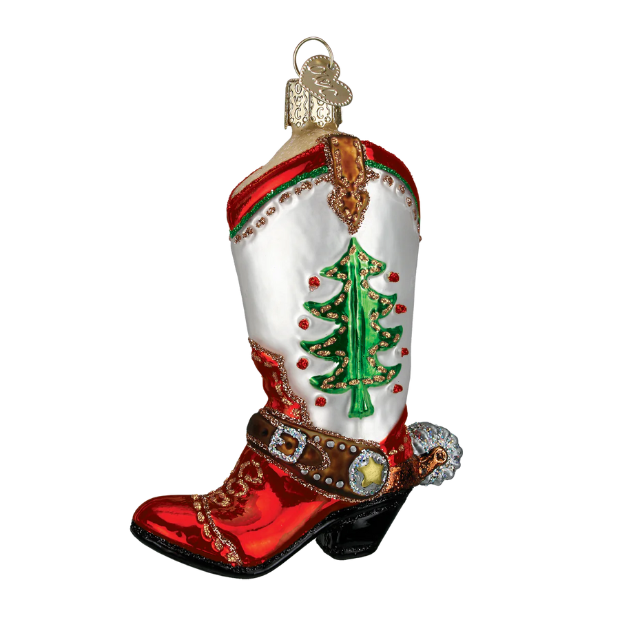 CHRISTMAS COWBOY BOOT ORNAMENT