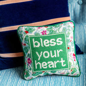 Bless Your Heart Needlepoint Pillow