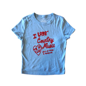I Love Country Music Baby Blue Rib Baby Tee