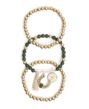 Lainey Wilson Bracelet Gold & Green Compass Charm