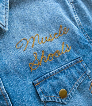 Billy Reid Shoals Embroidered Denim Shirt