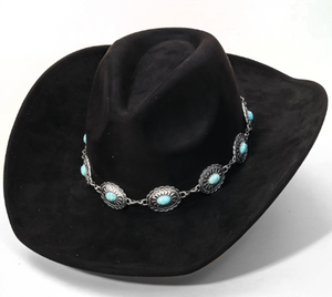 Turquoise Oval Stone Strap Western Cowgirl Hat