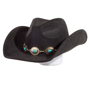 Turquoise Oval Stone Strap Western Cowgirl Hat