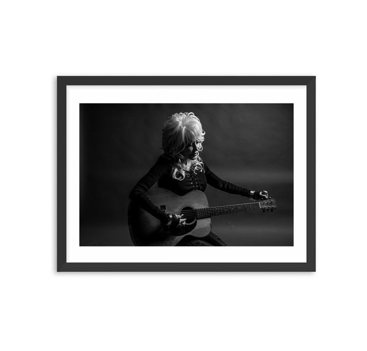 Framed Dolly Parton Tuning Her Guitar, 2018 Photo Print