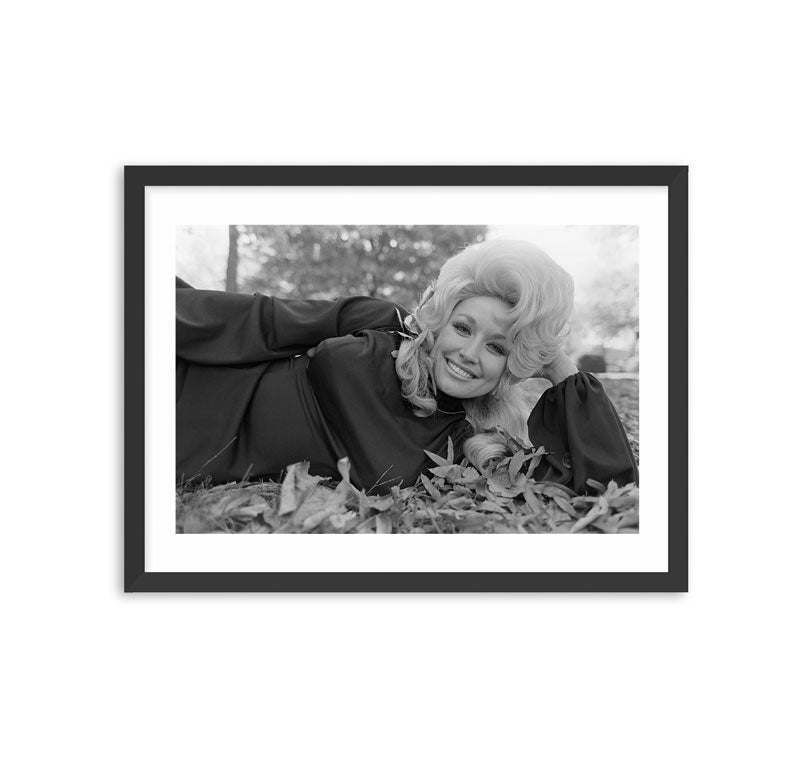 Framed Dolly Parton Lying in Grass at Centennial Park, 1975 Photo Print