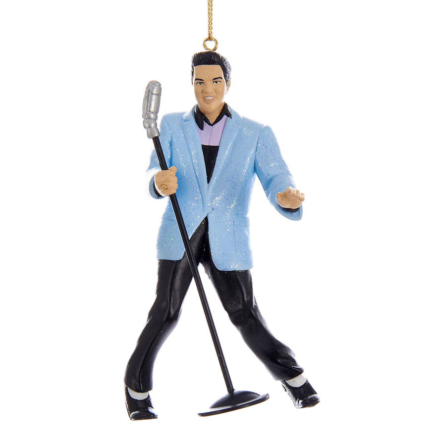 Elvis Presley® Blue Suit Hound Dog Elvis With Microphone Ornament