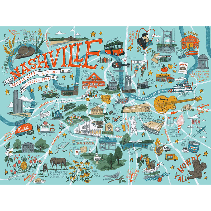 Boardwalk 500-Piece Jigsaw Puzzle: Nashville Music City Art (Made In USA)