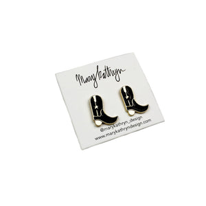BLACK COWBOY BOOT STUD EARRINGS