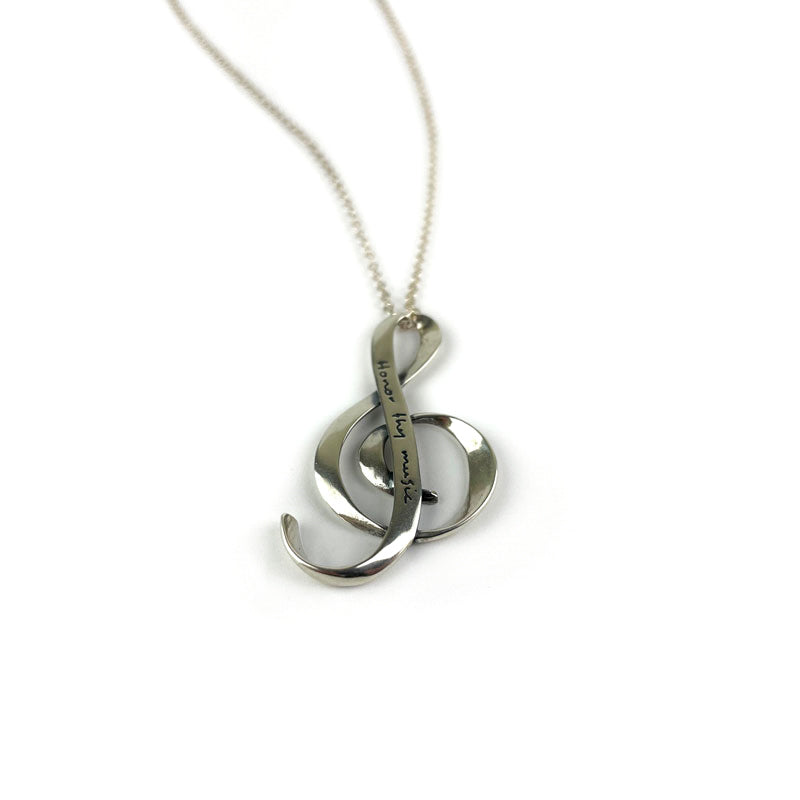 Treble Clef Sterling Silver Necklace