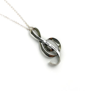 Treble Clef Sterling Silver Necklace